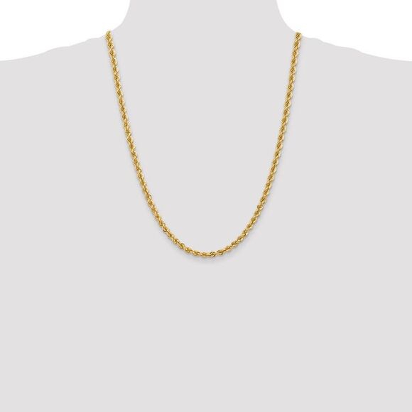 5mm, 14k Yellow Gold, Handmade Solid Rope Chain Necklace, 24 Inch - Picture 2 of 8